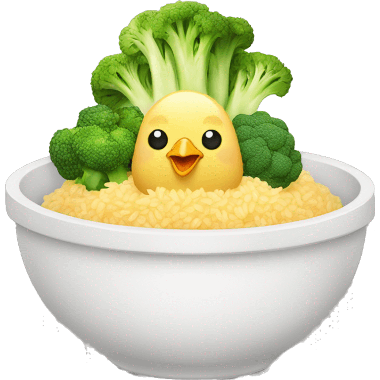 chicken, broccoli, and rice emoji