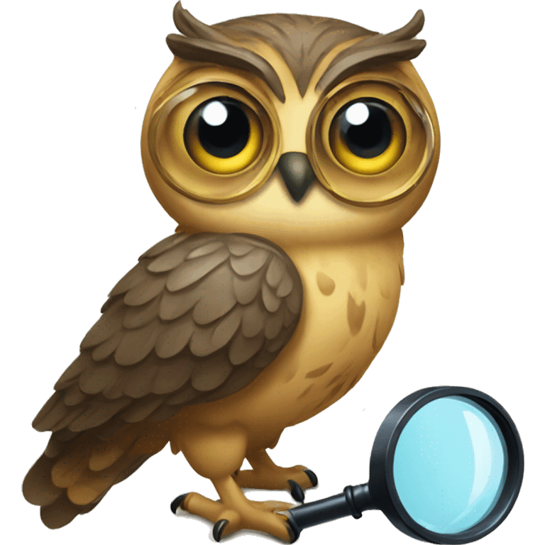 owl using a magnifying glass emoji