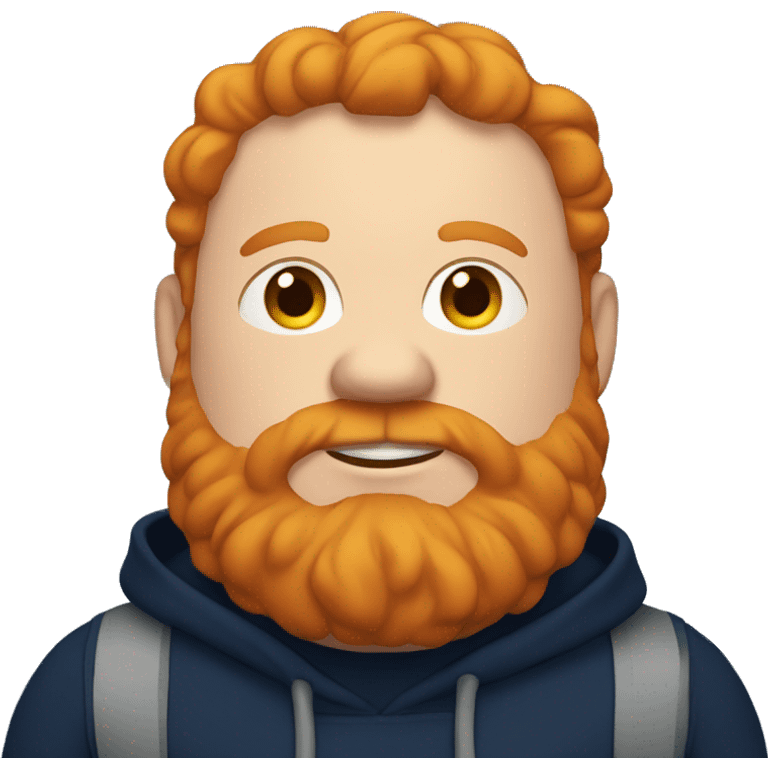 Fat ginger man with a beard wearing a navy hoodie  emoji