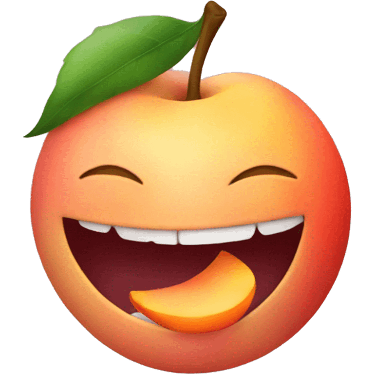 Smiling emoji biting a peach  emoji