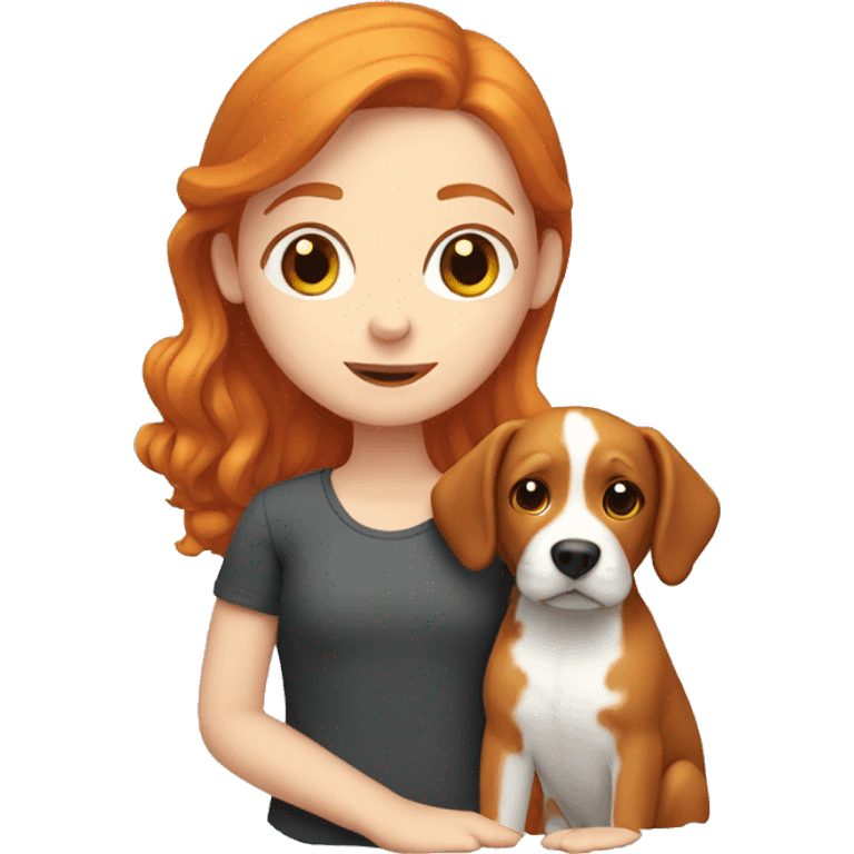 Ginger girl with a dog emoji