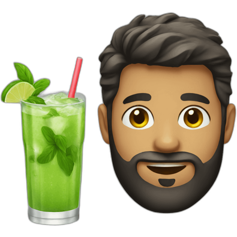 short hair man with beard and with mojito emoji