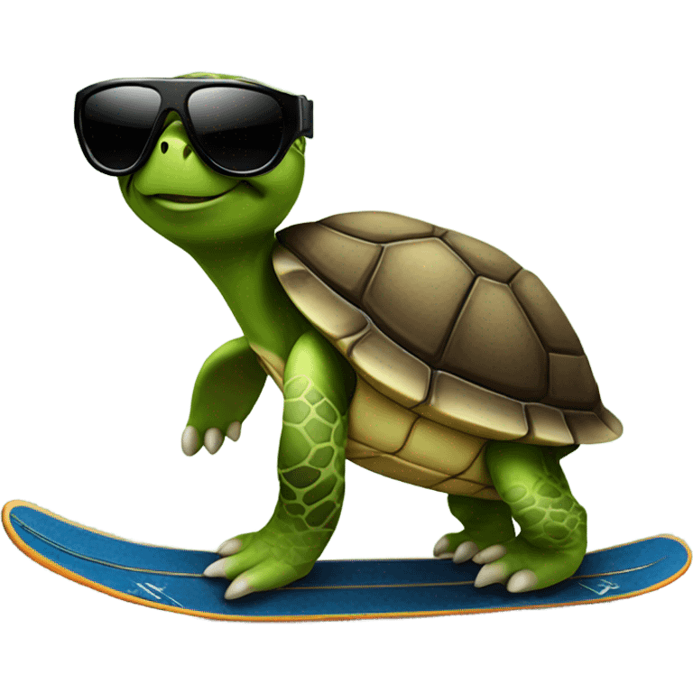 turtle on skis rocking sunglasses emoji