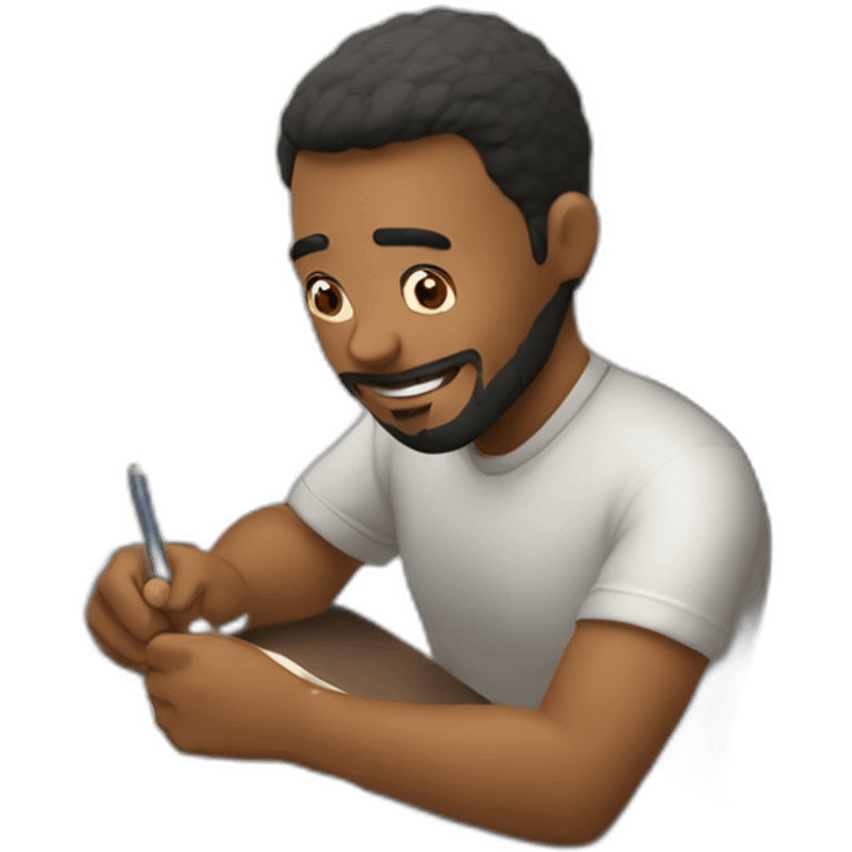 guy writing something on paper emoji