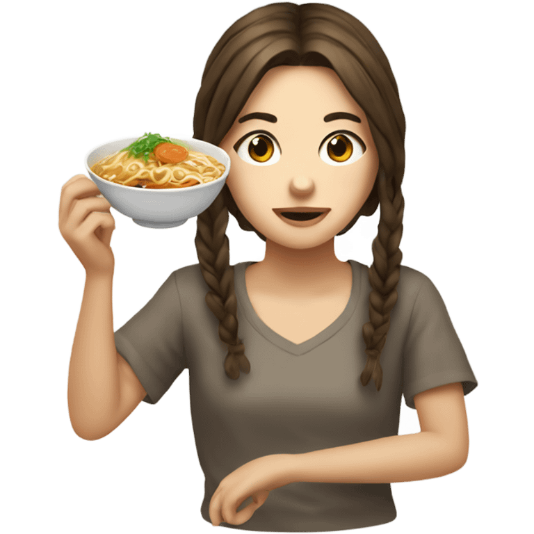 ramen with a girl with brown hair emoji