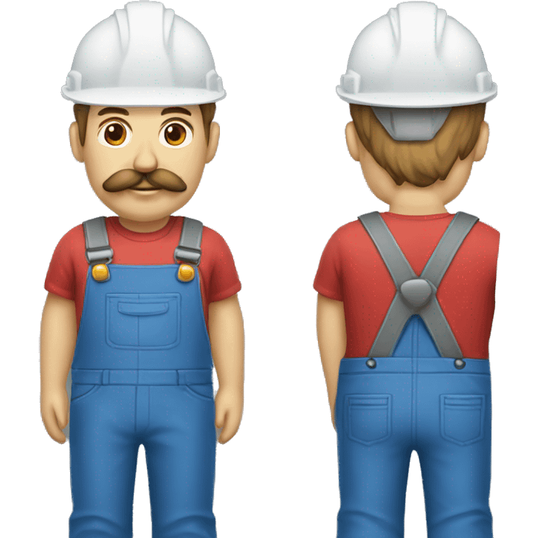 builder with mustache, red helmet, and blue overalls emoji