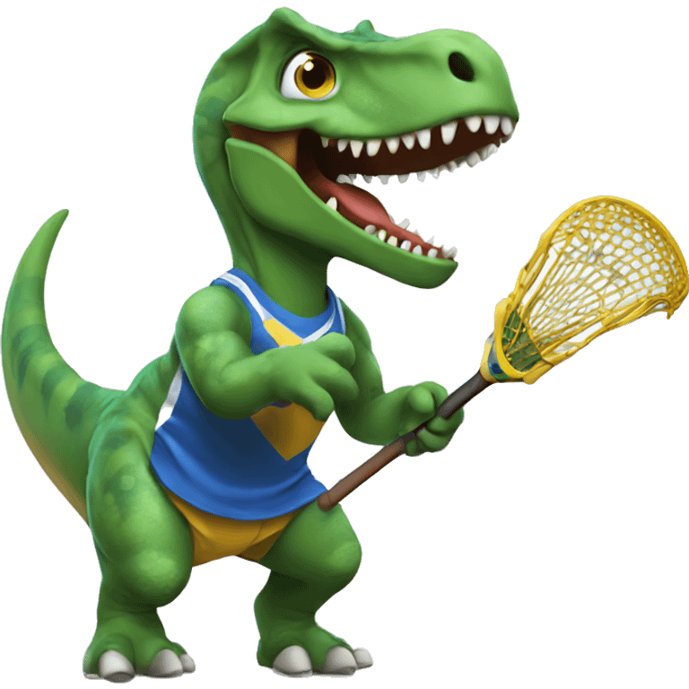 Dinosaur playing lacrosse emoji