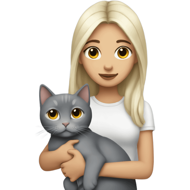 Aesthetix girl holding Grey cat  emoji