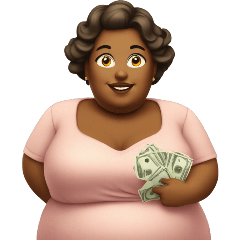 Rich obese woman with money  emoji