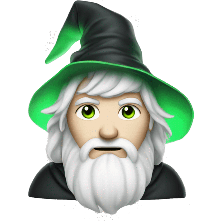 adult white-skinned wizard with black hair, green eyes in white-green disgue emoji