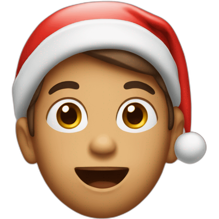 kid with a christmas hat singing a carol emoji