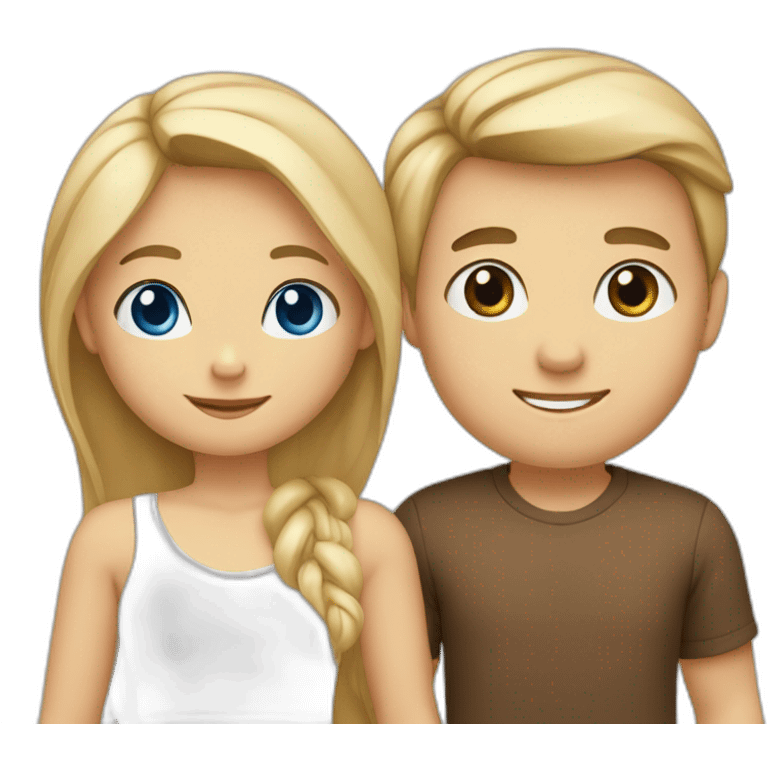 “blonde girl with tan skin and blue eyes holding hands with boy with brown hair and hazel eyes” emoji