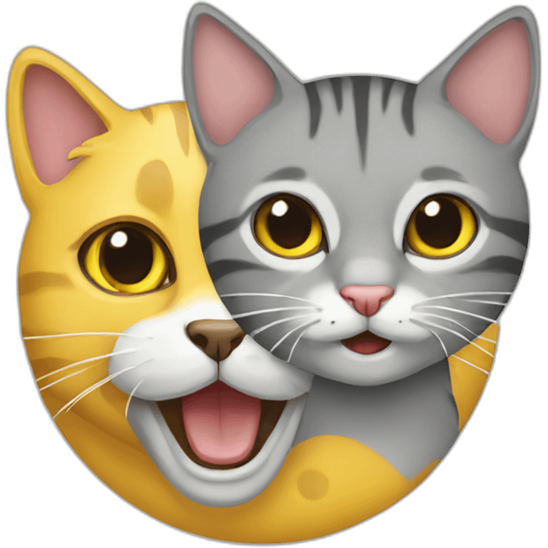 Yellow-cat-beating-grey-tabby-cat emoji