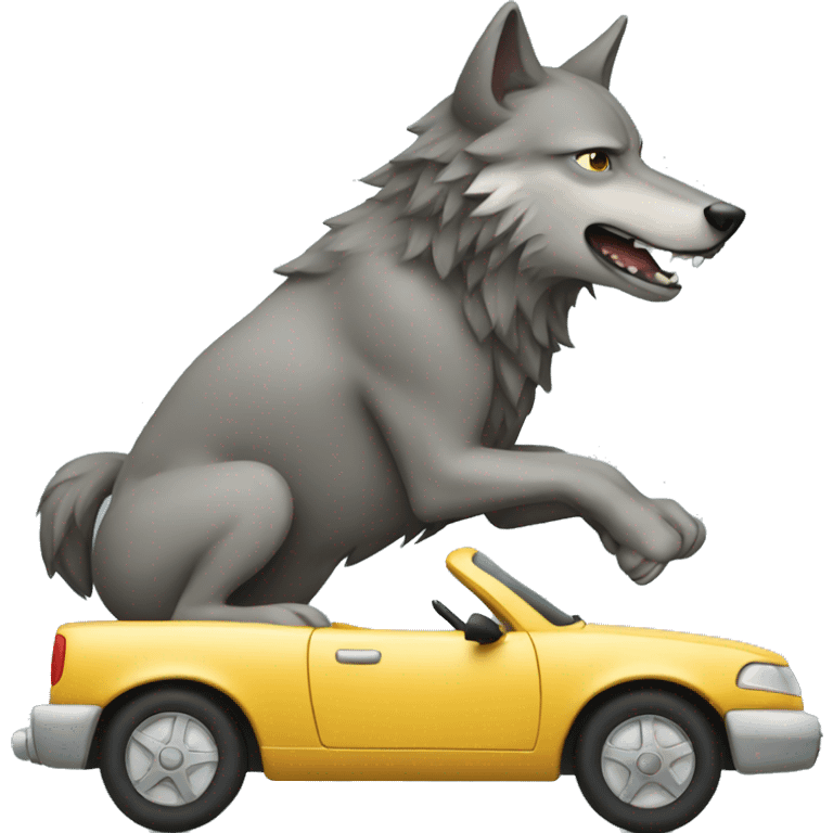 Wolf riding a car emoji