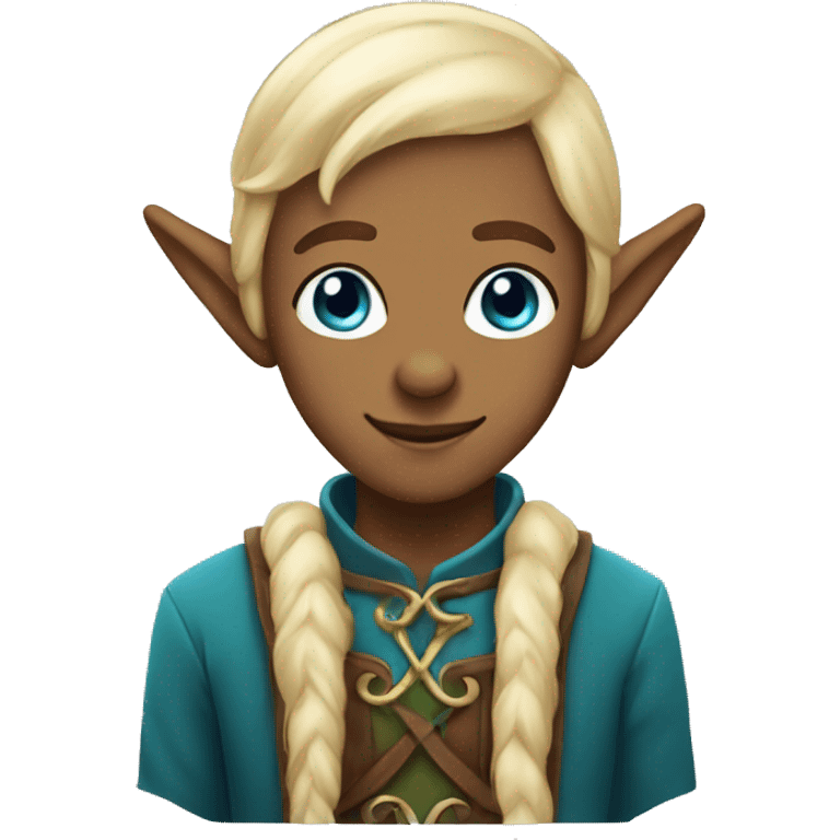 Elf with blonde hair brown skin and blue eyes emoji