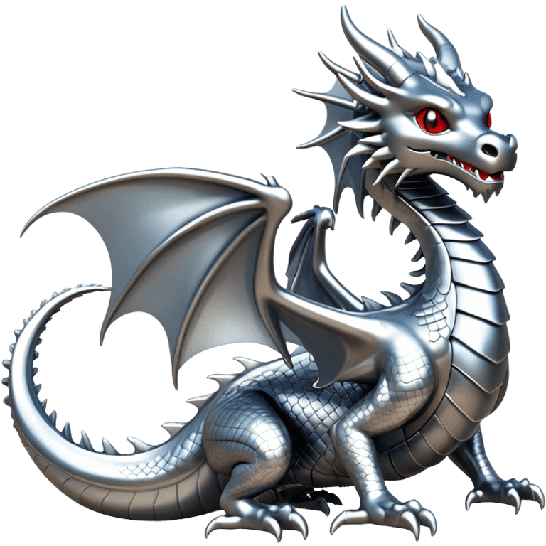 3d chrome plated silver dragon emoji