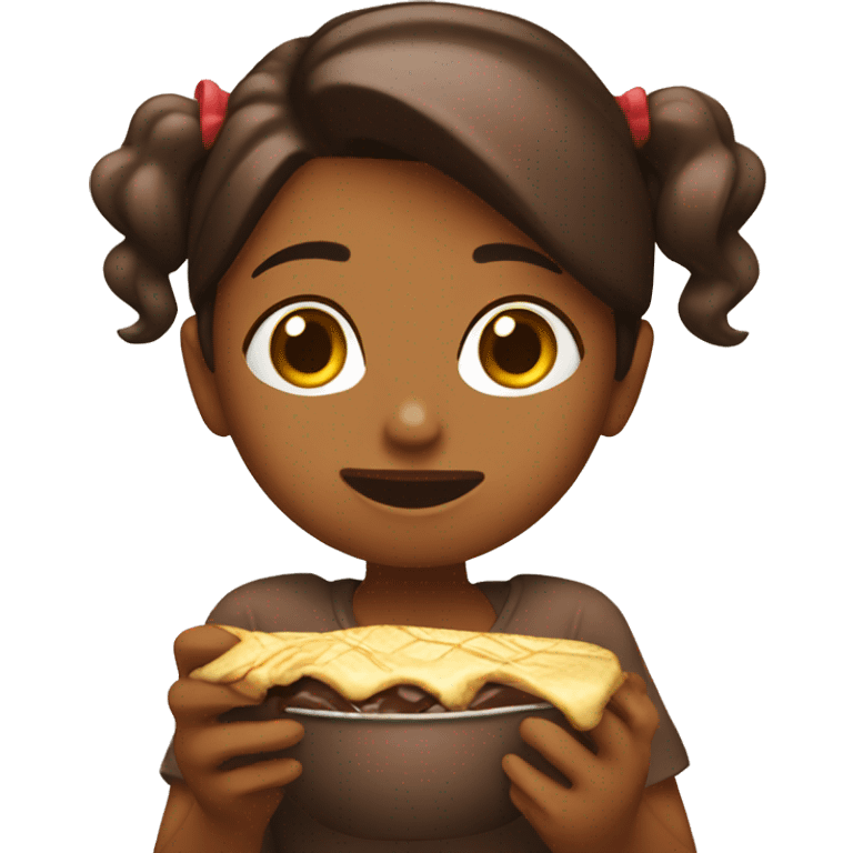 Chica comiendo chocolate emoji