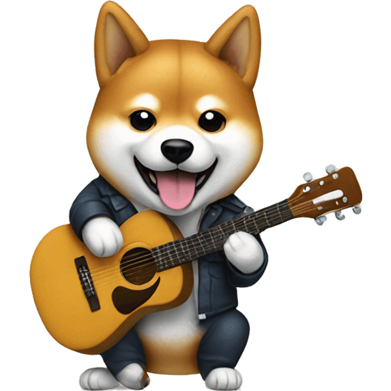 Shiba Inu dog playing guitar emoji