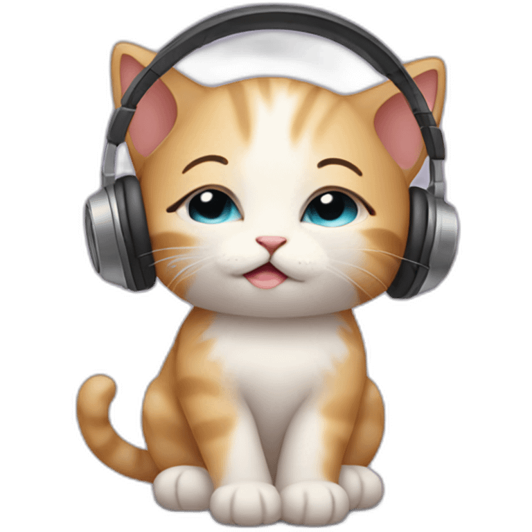 sad kitten listening to music with eyes closed emoji