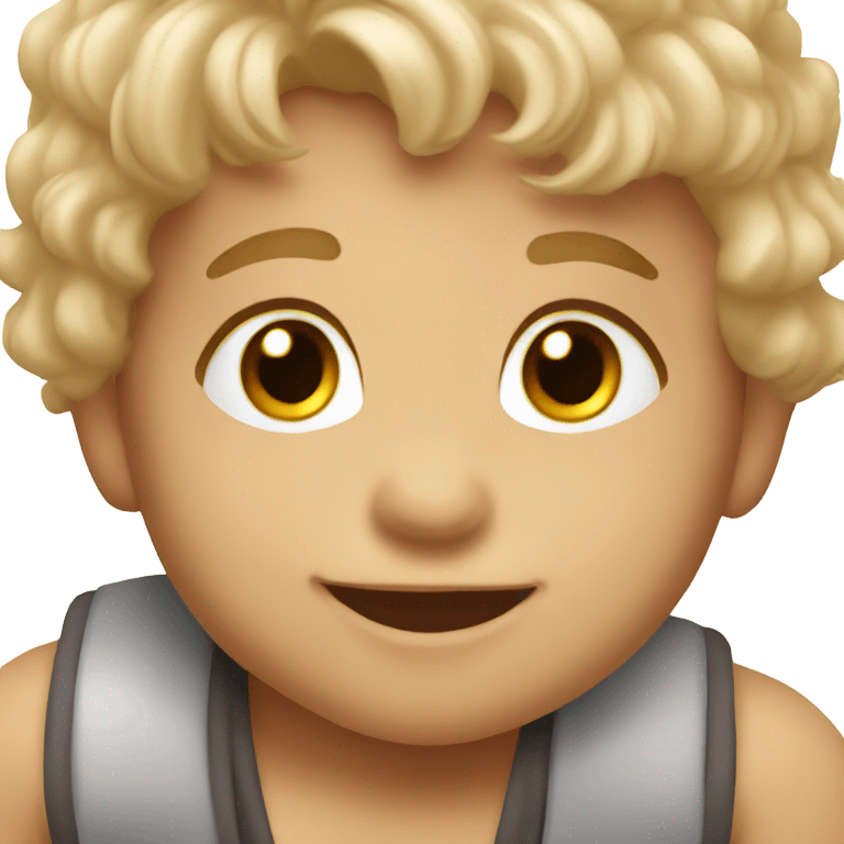 Happy baby boy with brown eyes and dirty blonde hair  emoji