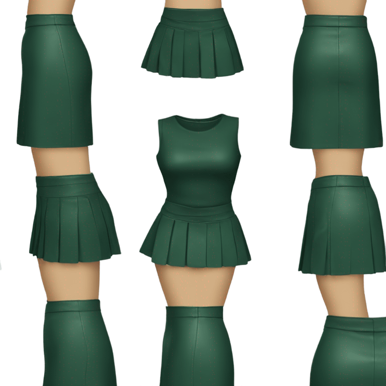 Dark Green leather mini skirt isolated emoji