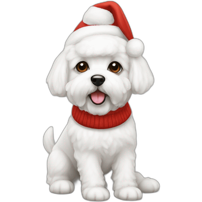 bichon dog-christmas hat emoji