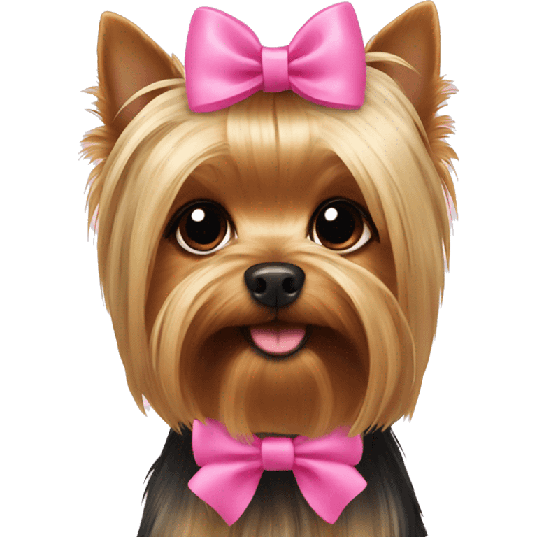 Yorkshire Terrier with pink bow emoji