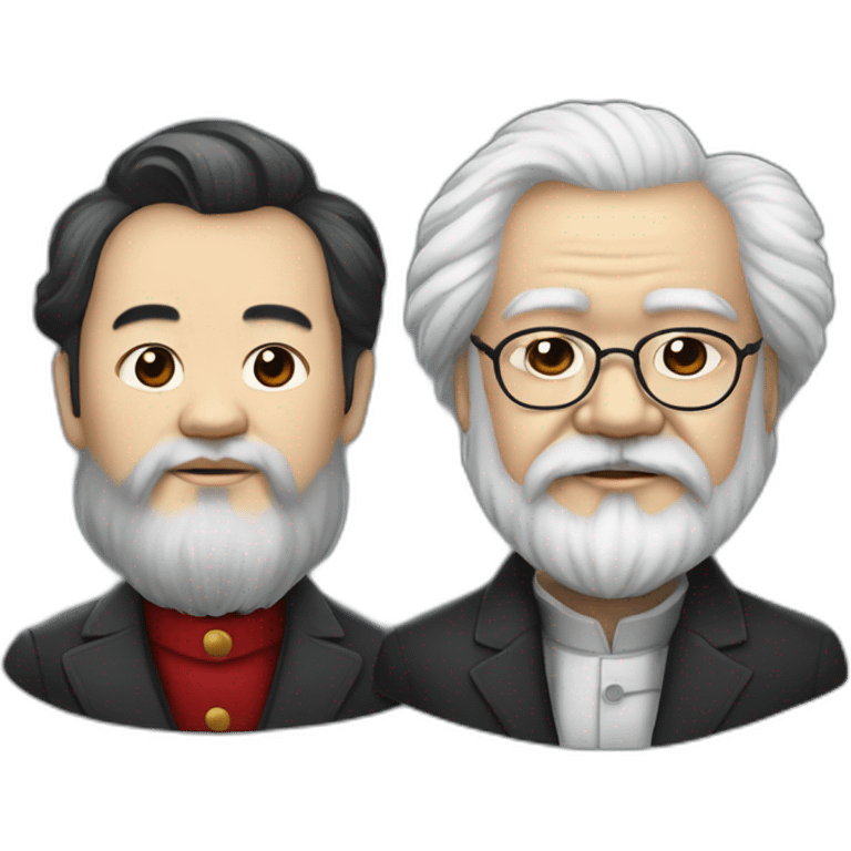 Two human mentors, Li Hongzhi and Karl Marx, team up emoji