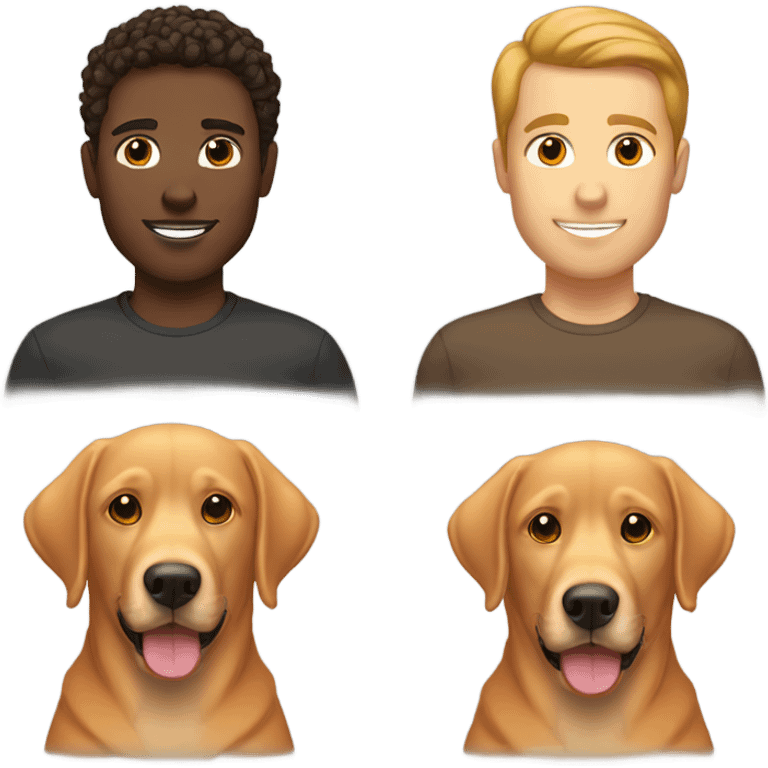   brown haired man and orange labrador retriever emoji