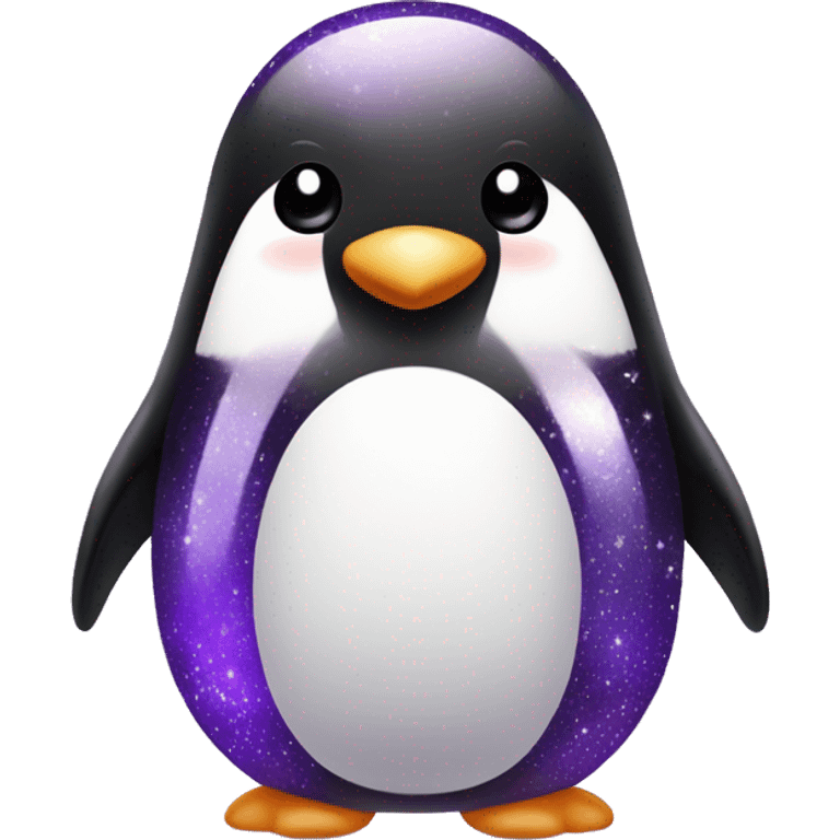 A cute penguin with soft black and white colors, standing with little purple sparkles around its head.
The purple sparkles will have a gentle glow, symbolizing magic and playfulness.
 emoji