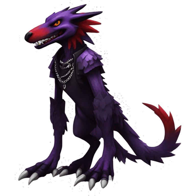 Black and purple and red edgy punk vernid-sergal full body emoji