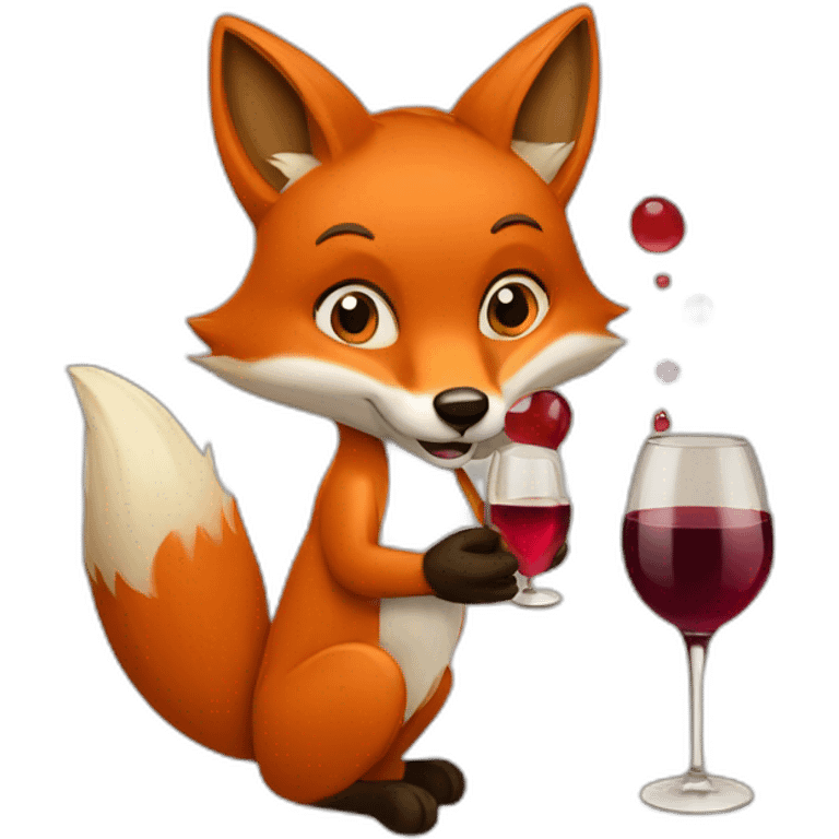 Fox drinking wine emoji