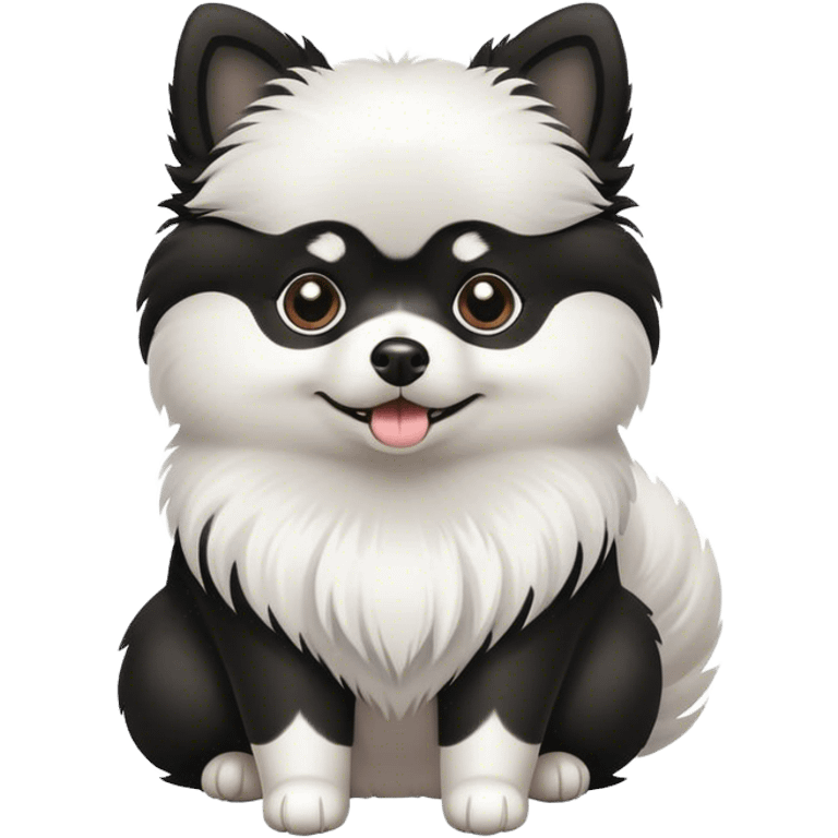 Black and white Pomeranian  emoji