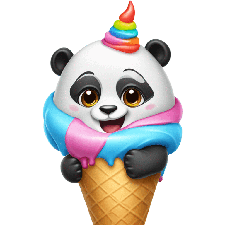 Panda eating ice cream emoji