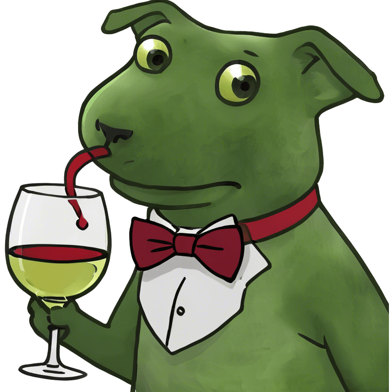 Dog drinking wine emoji