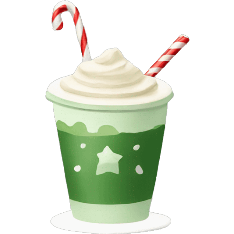 Starbucks Matcha latte in a cup with Christmas design  emoji