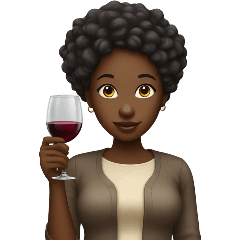 Black girl holding a glass of wine emoji