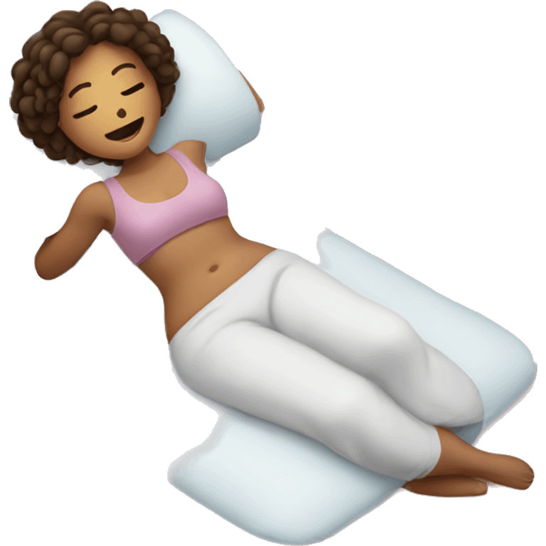 girl laying with heating pad on tummy emoji