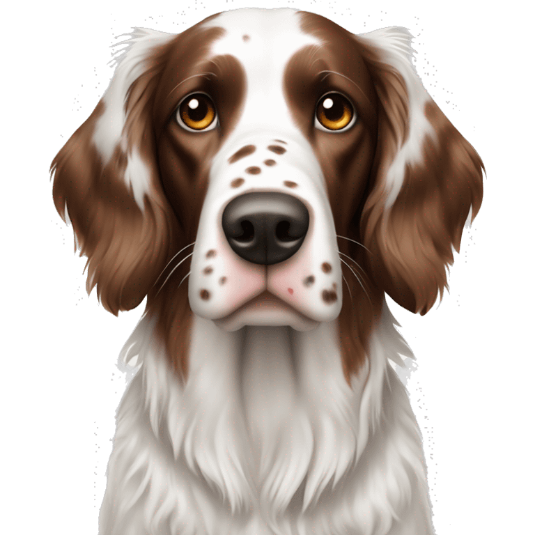 Beautiful White and Brown english setter with Brown ear  emoji