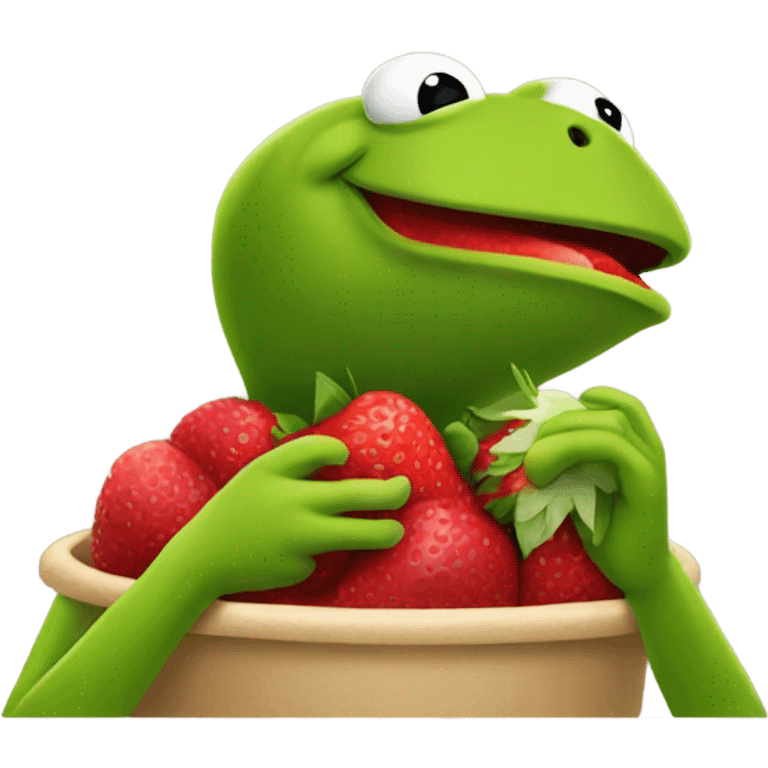 kermit eating strawberry emoji