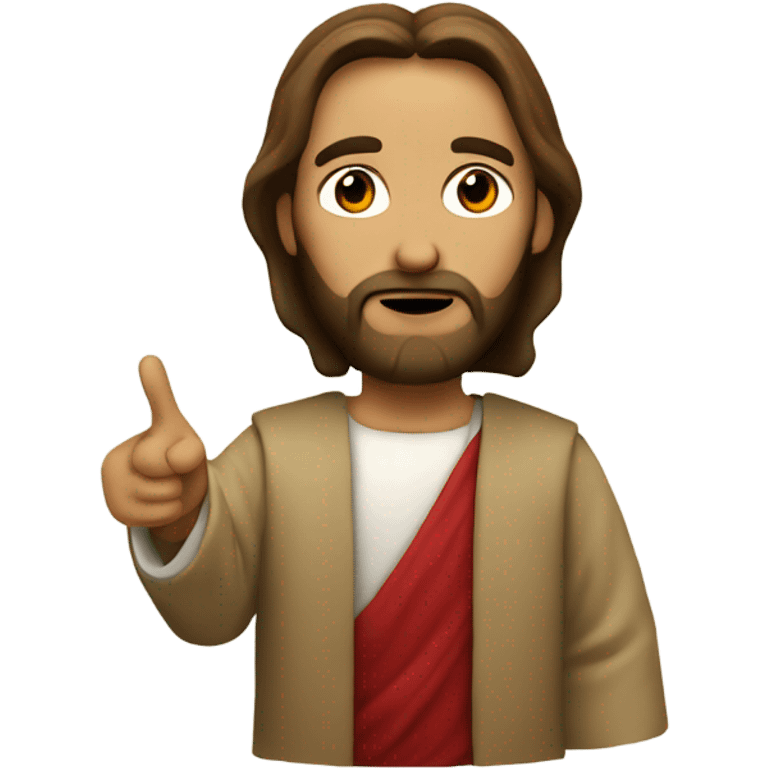 Jesus with a pointed at Santa emoji