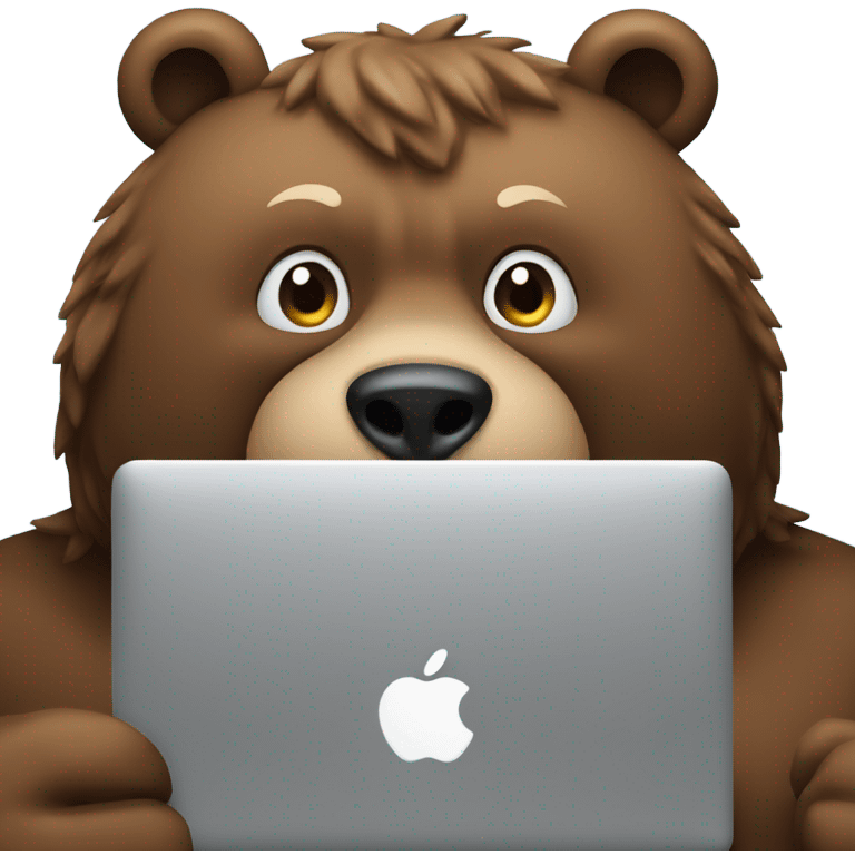 muscle bear with macbook emoji