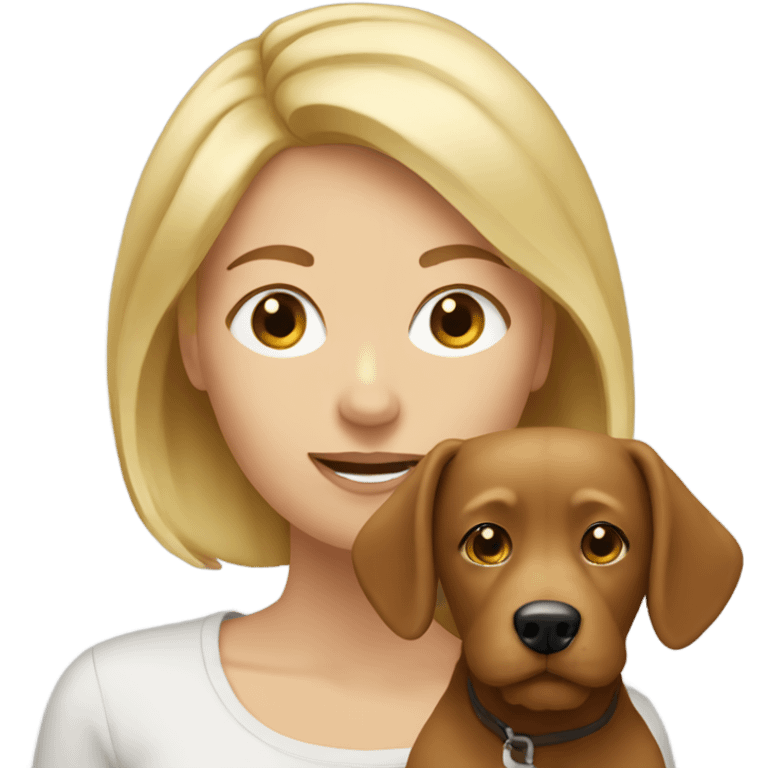 blonde woman with brown doodle dog emoji