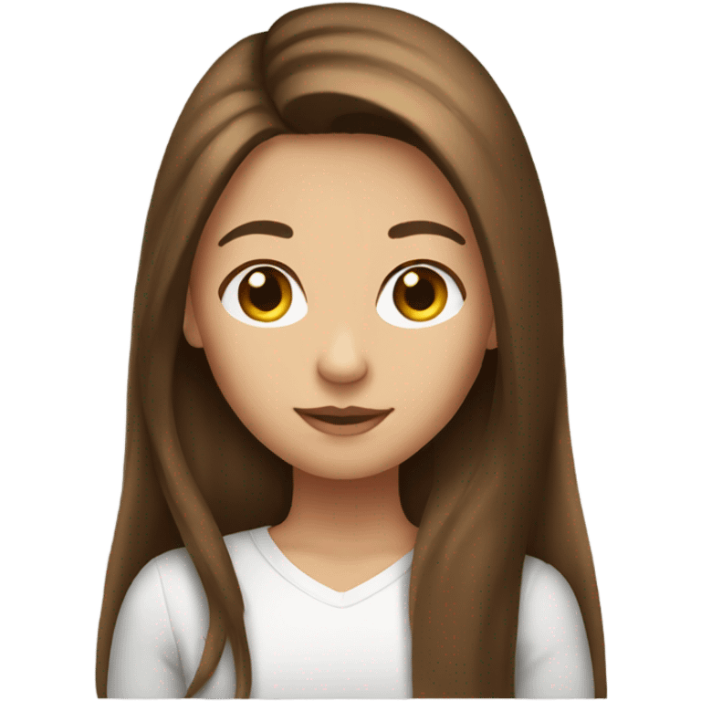 girl, long hair, front hair, brown hair,  emoji