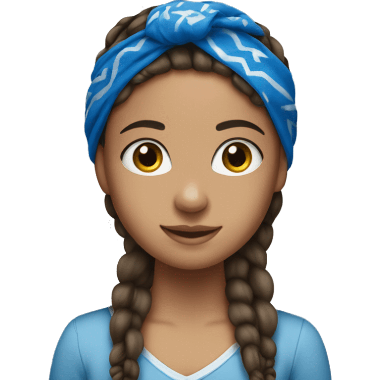 Brunette girl with braids and blue bandana emoji