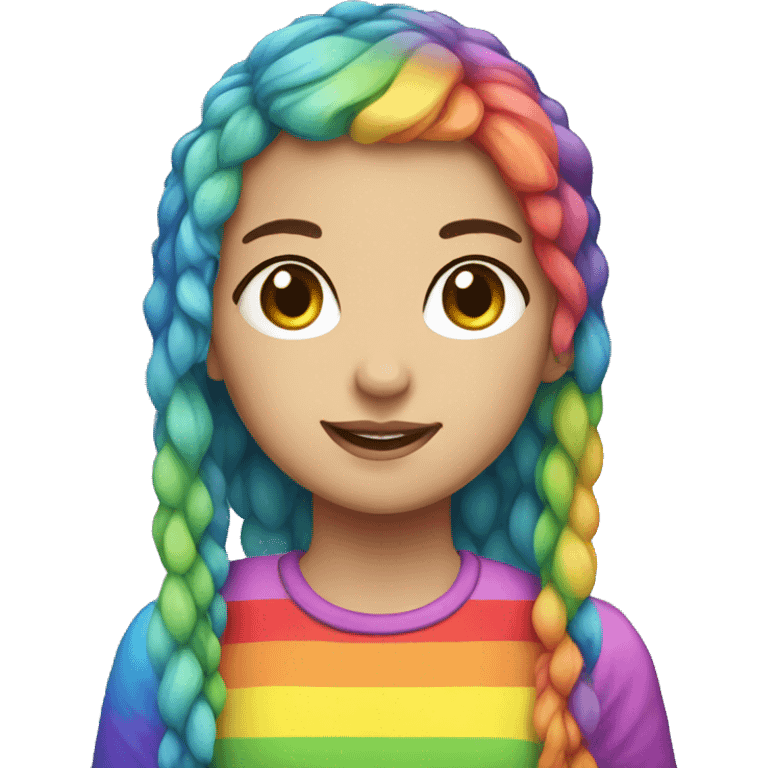 Pixel Rainbow haired girl with rainbow shirt  emoji