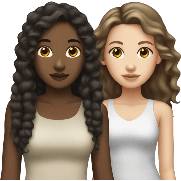 Mixed girl and white girl dark brown hair best friends  emoji