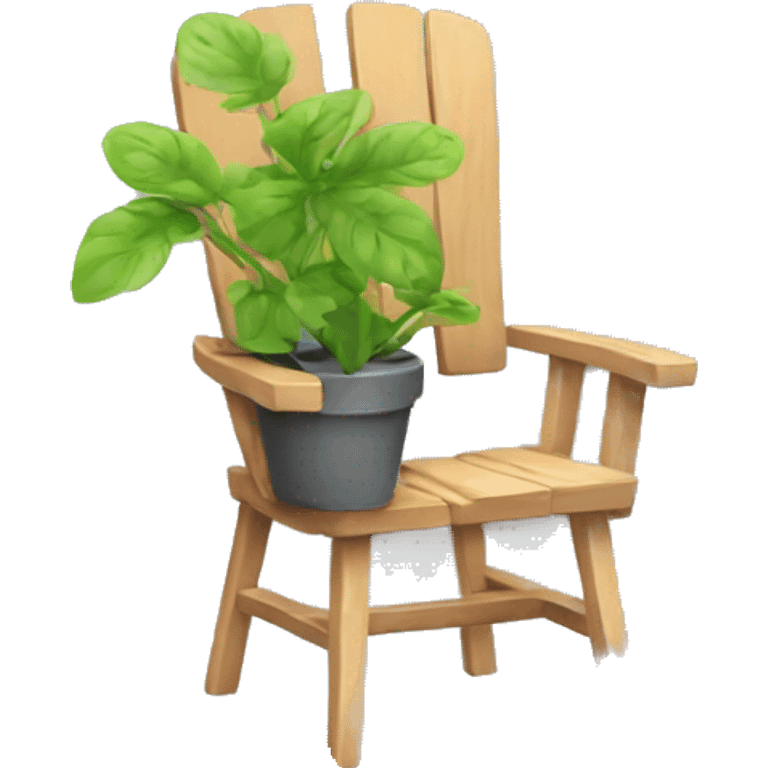 a garden chair with a plant in pot next to it emoji