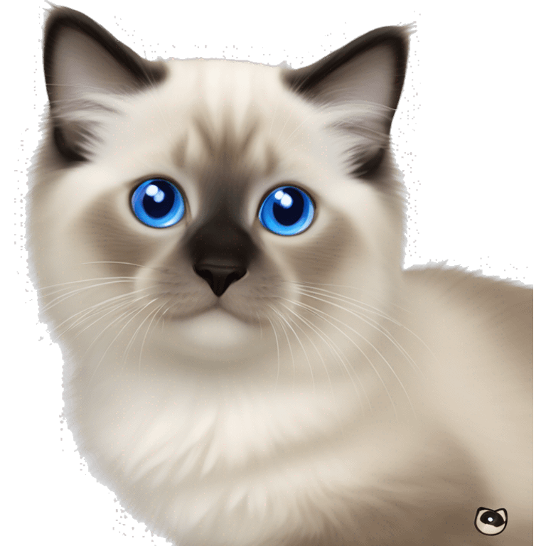 Seal colorpoint Ragdoll kitten with brown nose and face royal blue eyes emoji