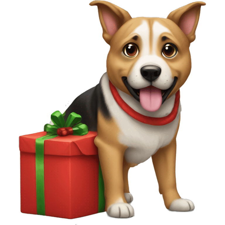 Dog with a pull christmas emoji